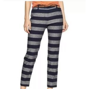 NWT GAP Slim Crop Pants Rugby Stripe Linen Cotton Blend Lightweight Trousers 6
